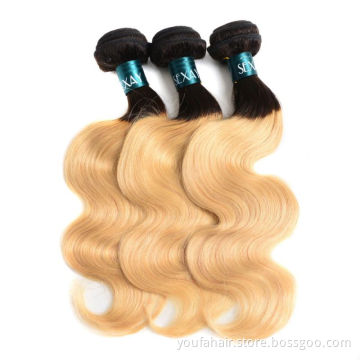 10A Brazilian 100% Human Hair #1B/27 Ombre Color Body Wave Bundles 18 20 22 24 Inches Unprocessed Raw Hair Extension Can Be Dyed